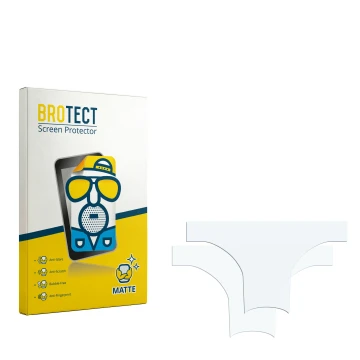 Parte frontal de un envase de producto con el logotipo de la marca BROTECT. Al lado está el protector de pantalla correspondie