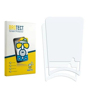 Parte frontal de un envase de producto con el logotipo de la marca BROTECT. Al lado está el protector de pantalla correspondie