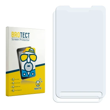 Parte frontal de un envase de producto con el logotipo de la marca BROTECT. Al lado está el protector de pantalla correspondie