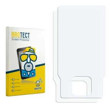 Parte frontal de un envase de producto con el logotipo de la marca BROTECT. Al lado está el protector de pantalla correspondie