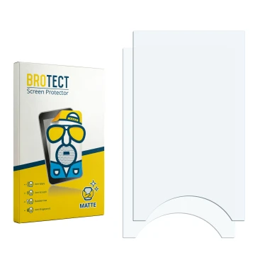 Parte frontal de un envase de producto con el logotipo de la marca BROTECT. Al lado está el protector de pantalla correspondie
