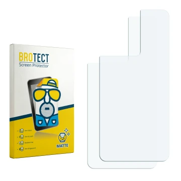 Parte frontal de un envase de producto con el logotipo de la marca BROTECT. Al lado está el protector de pantalla correspondie