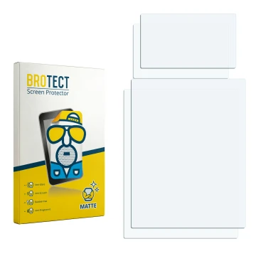 Parte frontal de un envase de producto con el logotipo de la marca BROTECT. Al lado está el protector de pantalla correspondie