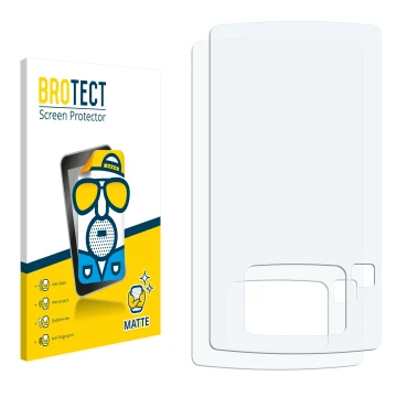 Parte frontal de un envase de producto con el logotipo de la marca BROTECT. Al lado está el protector de pantalla correspondie