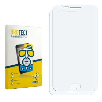 Parte frontal de un envase de producto con el logotipo de la marca BROTECT. Al lado está el protector de pantalla correspondie