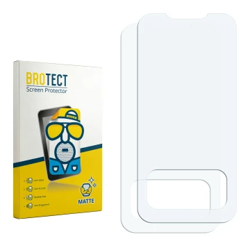 Parte frontal de un envase de producto con el logotipo de la marca BROTECT. Al lado está el protector de pantalla correspondie