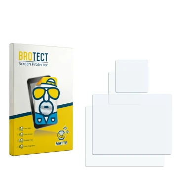 Parte frontal de un envase de producto con el logotipo de la marca BROTECT. Al lado está el protector de pantalla correspondie