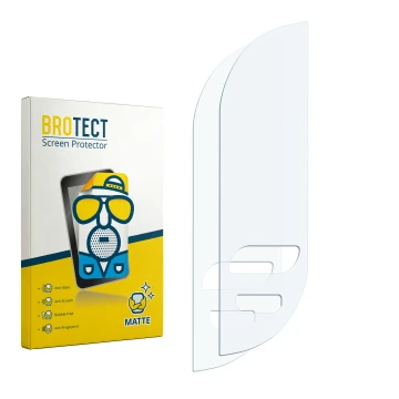 Parte frontal de un envase de producto con el logotipo de la marca BROTECT. Al lado está el protector de pantalla correspondie