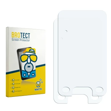 Parte frontal de un envase de producto con el logotipo de la marca BROTECT. Al lado está el protector de pantalla correspondie