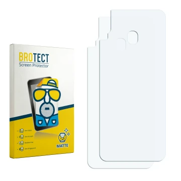 Parte frontal de un envase de producto con el logotipo de la marca BROTECT. Al lado está el protector de pantalla correspondie