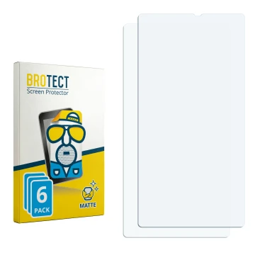 Parte frontal de un envase de producto con el logotipo de la marca BROTECT. Al lado está el protector de pantalla correspondie