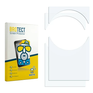 Parte frontal de un envase de producto con el logotipo de la marca BROTECT. Al lado está el protector de pantalla correspondie