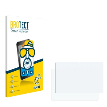 Parte frontal de un envase de producto con el logotipo de la marca BROTECT. Al lado está el protector de pantalla correspondie