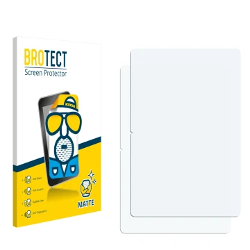 Parte frontal de un envase de producto con el logotipo de la marca BROTECT. Al lado está el protector de pantalla correspondie