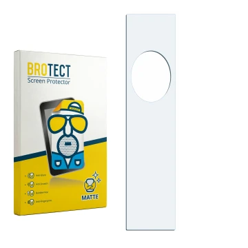 Parte frontal de un envase de producto con el logotipo de la marca BROTECT. Al lado está el protector de pantalla correspondie