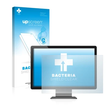 Parte frontal de un envase de producto con el logotipo de la marca upscreen. Al lado se muestra el dispositivo con su protecto