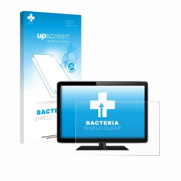 Parte frontal de un envase de producto con el logotipo de la marca upscreen. Al lado se muestra el dispositivo con su protecto