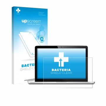 Parte frontal de un envase de producto con el logotipo de la marca upscreen. Al lado se muestra el dispositivo con su protecto