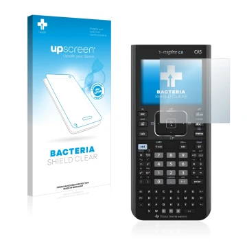 Parte frontal de un envase de producto con el logotipo de la marca upscreen. Al lado se muestra el dispositivo Texas Instrumen