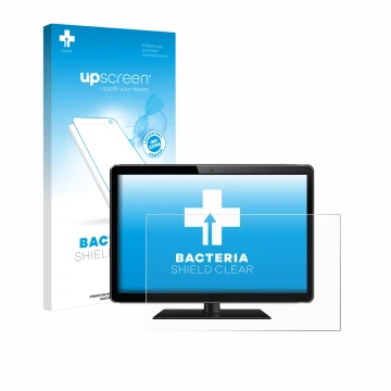 Parte frontal de un envase de producto con el logotipo de la marca upscreen. Al lado se muestra el dispositivo con su protecto