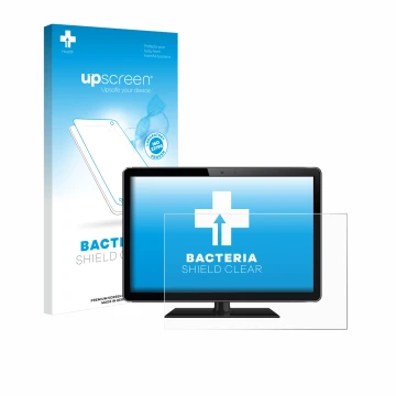 Parte frontal de un envase de producto con el logotipo de la marca upscreen. Al lado se muestra el dispositivo con su protecto