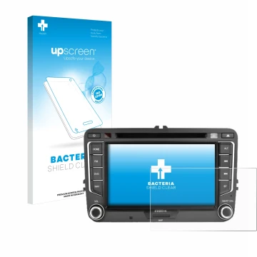 Parte frontal de un envase de producto con el logotipo de la marca upscreen. Al lado se muestra el dispositivo Zenec E>Go 7