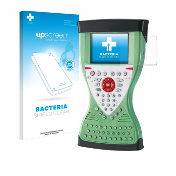 Parte frontal de un envase de producto con el logotipo de la marca upscreen. Al lado se muestra el dispositivo Leica Viva Cont