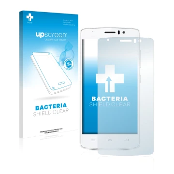 Parte frontal de un envase de producto con el logotipo de la marca upscreen. Al lado se muestra el dispositivo THL 4000 con su