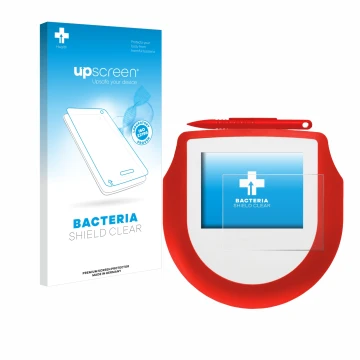 Parte frontal de un envase de producto con el logotipo de la marca upscreen. Al lado se muestra el dispositivo Signotec Signat