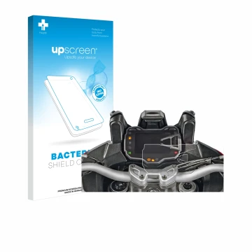 Parte frontal de un envase de producto con el logotipo de la marca upscreen. Al lado se muestra el dispositivo Ducati Multistr