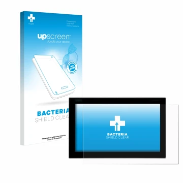 Parte frontal de un envase de producto con el logotipo de la marca upscreen. Al lado se muestra el dispositivo Siemens Simatic