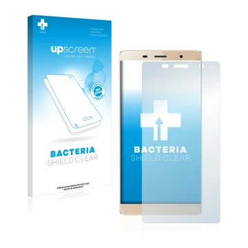 Parte frontal de un envase de producto con el logotipo de la marca upscreen. Al lado se muestra el dispositivo Milai M8 Max co