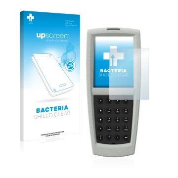 Parte frontal de un envase de producto con el logotipo de la marca upscreen. Al lado se muestra el dispositivo Vectron POS Mob