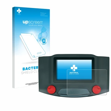 Parte frontal de un envase de producto con el logotipo de la marca upscreen. Al lado se muestra el dispositivo Märklin Central