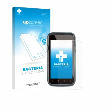 Parte frontal de un envase de producto con el logotipo de la marca upscreen. Al lado se muestra el dispositivo Honeywell Dolph