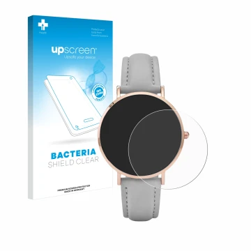 Parte frontal de un envase de producto con el logotipo de la marca upscreen. Al lado se muestra el dispositivo Cluse La Boheme