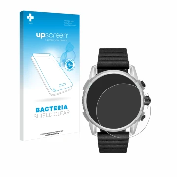 Parte frontal de un envase de producto con el logotipo de la marca upscreen. Al lado se muestra el dispositivo Diesel On Full 