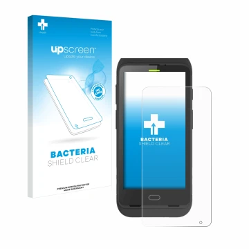 Parte frontal de un envase de producto con el logotipo de la marca upscreen. Al lado se muestra el dispositivo Honeywell Dolph