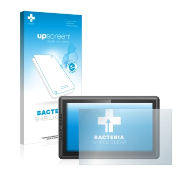 Parte frontal de un envase de producto con el logotipo de la marca upscreen. Al lado se muestra el dispositivo XP-Pen Artist 1