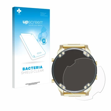 Parte frontal de un envase de producto con el logotipo de la marca upscreen. Al lado se muestra el dispositivo Diesel DZ7333 M