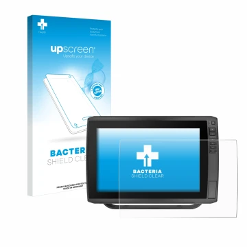 Parte frontal de un envase de producto con el logotipo de la marca upscreen. Al lado se muestra el dispositivo Garmin ECHOMAP 