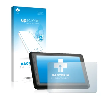 Parte frontal de un envase de producto con el logotipo de la marca upscreen. Al lado se muestra el dispositivo Giant RideContr