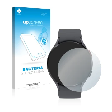 Parte frontal de un envase de producto con el logotipo de la marca upscreen. Al lado se muestra el dispositivo Garmin Fenix 6S