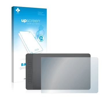Parte frontal de un envase de producto con el logotipo de la marca upscreen. Al lado se muestra el dispositivo Gaomon PD1560 c