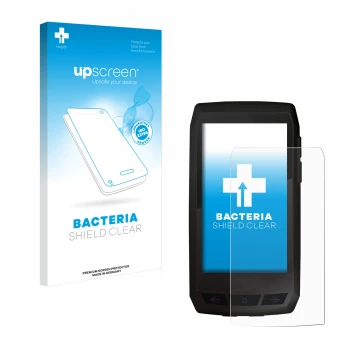 Parte frontal de un envase de producto con el logotipo de la marca upscreen. Al lado se muestra el dispositivo Ciclo Navic 400