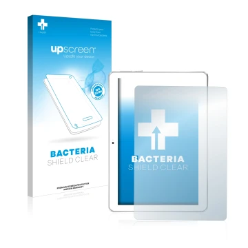 Parte frontal de un envase de producto con el logotipo de la marca upscreen. Al lado se muestra el dispositivo Toscido X104 10