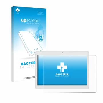 Parte frontal de un envase de producto con el logotipo de la marca upscreen. Al lado se muestra el dispositivo Alldocube M5X P