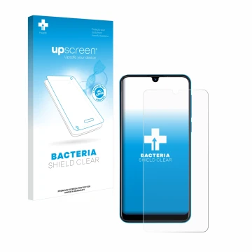 Parte frontal de un envase de producto con el logotipo de la marca upscreen. Al lado se muestra el dispositivo Beafon M6 con s