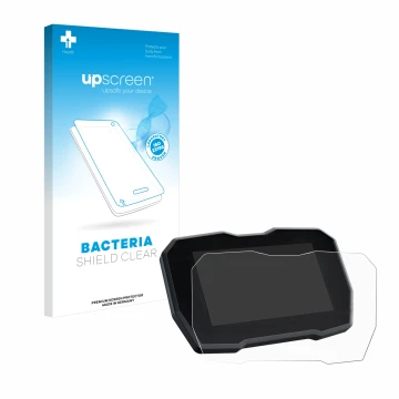 Parte frontal de un envase de producto con el logotipo de la marca upscreen. Al lado se muestra el dispositivo Ducati Streetfi