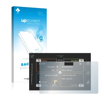 Parte frontal de un envase de producto con el logotipo de la marca upscreen. Al lado se muestra el dispositivo Bosch Suzuki Vi